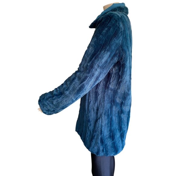 Deep Teal Green Reversable Faux Fur Teddy Jacket Sz M/8 - Picture 3 of 10